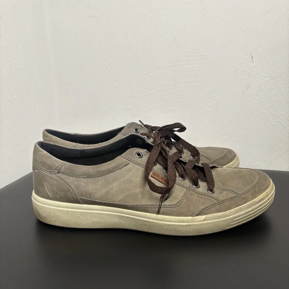 Ecco Soft 7  Men's Green/Brown Nubuck Leather Shoes‎ Casual Sneakers Size 10